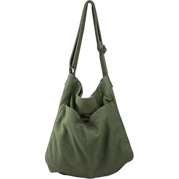 Canvas Hobo Crossbody Shoulder Tote Bag for Women and Men W/Multi-pocket Casual - Picture 7 of 7